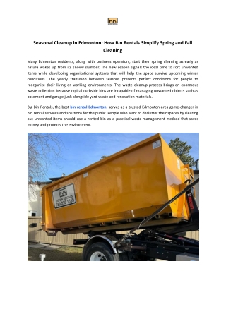 Seasonal Bin Rentals in Edmonton | Big Bin Rentals