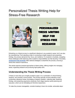 Personalized Thesis Writing Help for Stress-Free Research