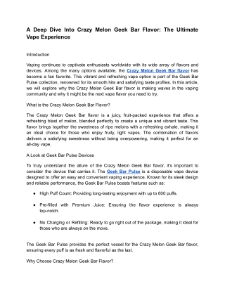 a deep dive into crazy melon geek bar flavor