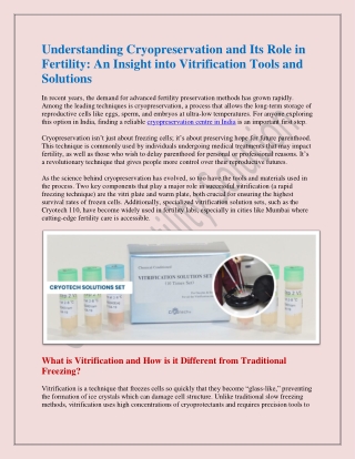 understanding cryopreservation and its role