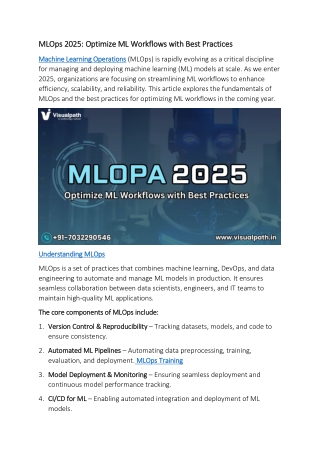 MLOps Training Course | MLOps Course in Ameerpet