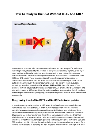 How To Study In The USA Without IELTS And GRE?