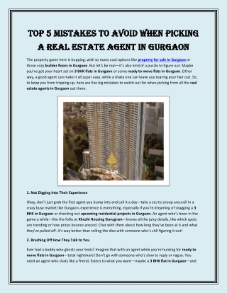 Top 5 Mistakes to Avoid When Picking a Real Estate Agent in Gurgaon