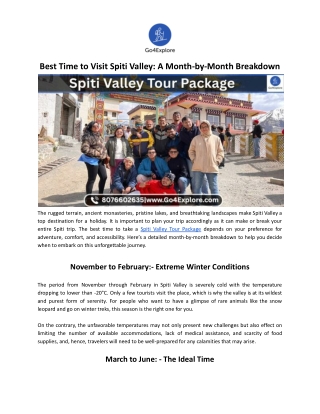 Best Time to Visit Spiti Valley: A Month-by-Month Breakdown
