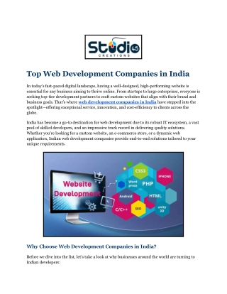 Top Web Development Companies in India