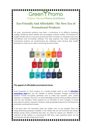 Eco-Friendly Affordable Promotional Products for Small Businesses on a Budget