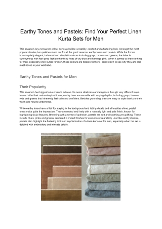 Earthy Tone Linen Kurta Sets for Men