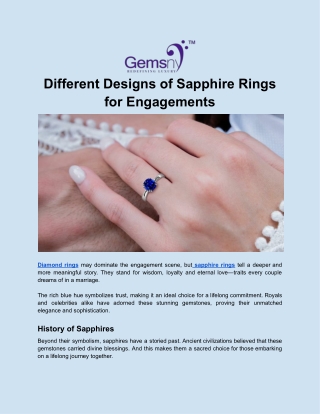 Different Designs of Sapphire Rings for Engagements