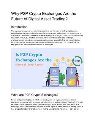 Why P2P Crypto Exchanges Are the Future of Digital Asset Trading