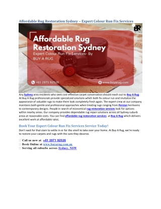 Affordable Rug Restoration Sydney – Expert Colour Run Fix Services