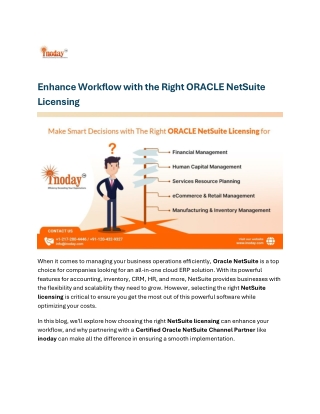 Enhance Workflow with the Right ORACLE NetSuite Licensing
