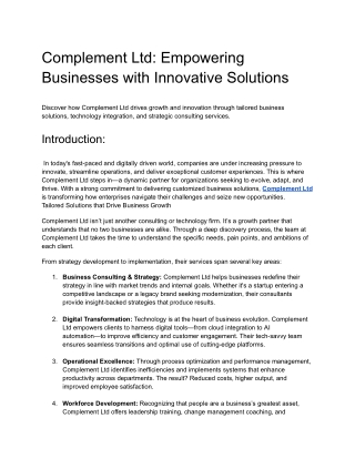 complement ltd empowering businesses with