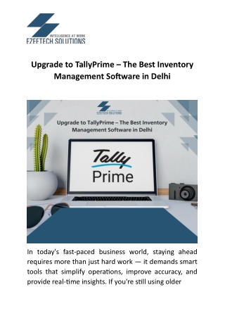 Upgrade to TallyPrime – The Best Inventory Management Software in Delhi