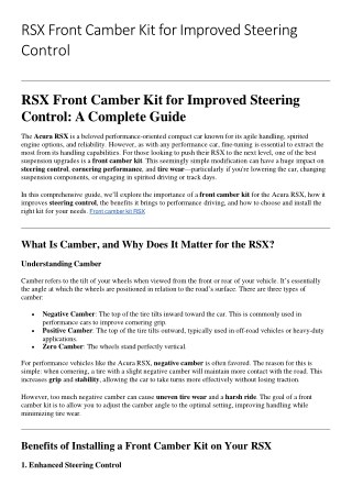 RSX Front Camber Kit for Improved Steering Control
