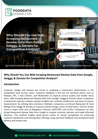 Web Scraping Restaurant Review Data from Google, Swiggy & Zomato