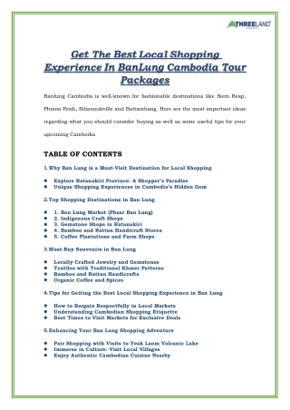 Get The Best Local Shopping Experience In BanLung Cambodia Tour Packages
