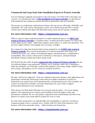 Commercial and Large-Scale Solar Installation Experts in Western Australia