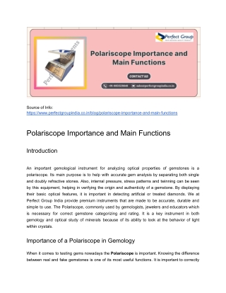 Polariscope Importance and Main Functions