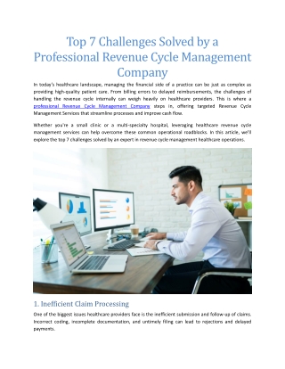 Top 7 Challenges Solved by a Professional Revenue Cycle Management Company