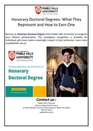 Honorary Doctoral Degrees: What They Represent and How to Earn One