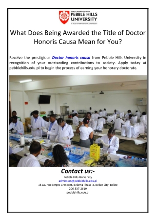 What Does Being Awarded the Title of Doctor Honoris Causa Mean for You?