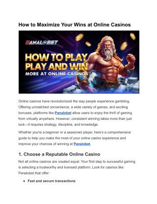 How to Maximize Your Wins at Online Casinos