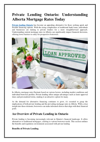 Private Lending Ontario Understanding Alberta Mortgage Rates Today