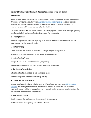 applicant tracking system pricing a detailed