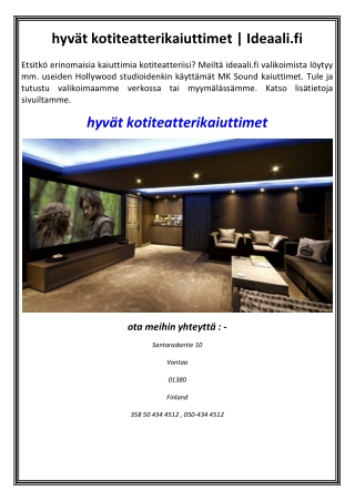 hyvät kotiteatterikaiuttimet | Ideaali.fi