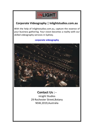 Corporate Videography  Inlightstudios.com.au
