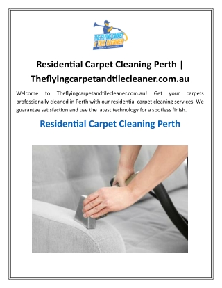 Residential Carpet Cleaning Perth
