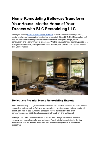 Home Remodeling Bellevue