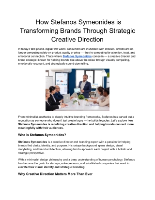 How Stefanos Symeonides is Transforming Brands Through Strategic Creative Direction