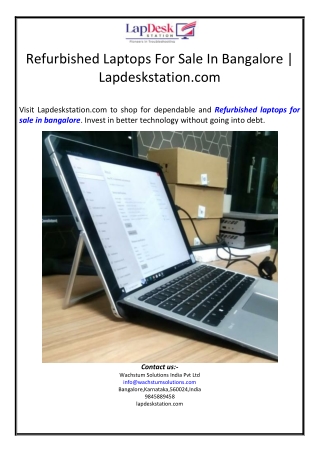 Refurbished Laptops For Sale In Bangalore | Lapdeskstation.com