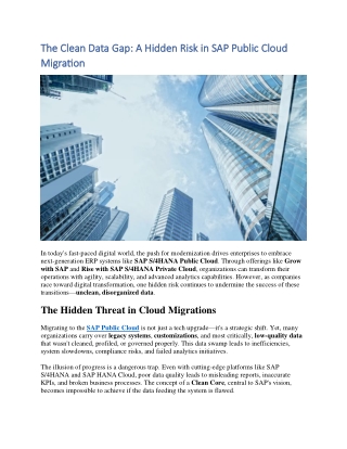 The Clean Data Gap- A Hidden Risk in SAP Public Cloud Migration W