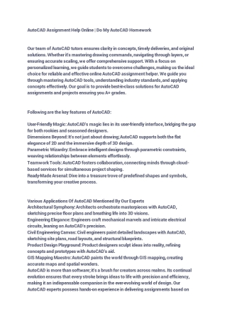 AutoCAD Assignment Help Online
