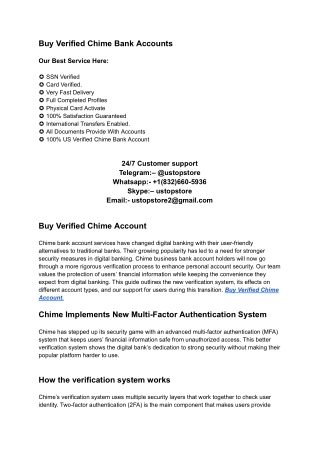 Buy Verified Chime Bank Accounts