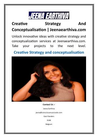 Creative Strategy And Conceptualisation  Jeenaearthiva.com