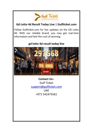 Gd Lotto 4d Result Today Live  Gulfticket.com