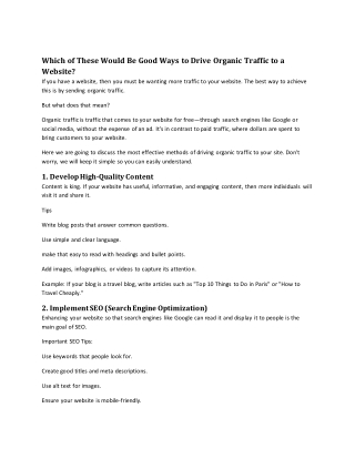 Which of These Would Be Good Ways to Drive Organic Traffic to a Website