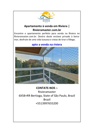 Apartamento à venda em Riviera | Rivieramaster.com.br