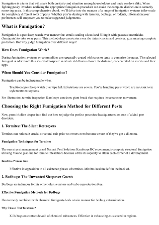 “Choosing the Right Fumigation Method for Different Pests”