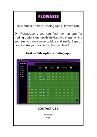 Best Mobile Options Trading App  Flowasis.com