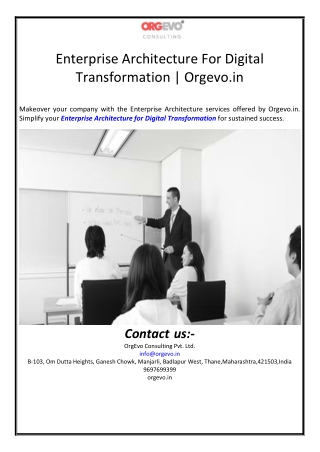 Enterprise Architecture For Digital Transformation | Orgevo.in