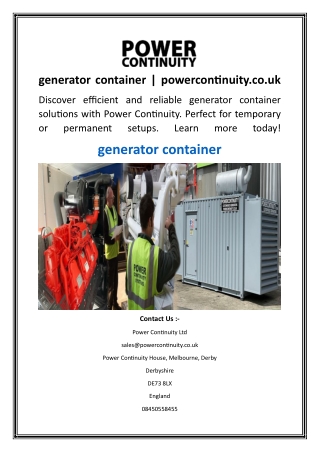 generator container  powercontinuity.co.uk