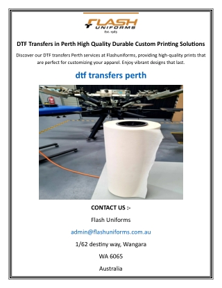 DTF Transfers in Perth High Quality Durable Custom Printing Solutions