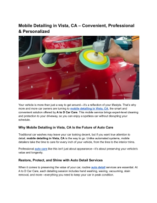 mobile detailing in vista ca convenient