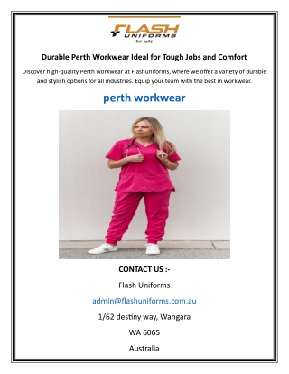 Durable Perth Workwear Ideal for Tough Jobs and Comfort