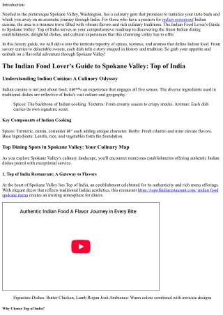 The Indian Food Lover's Guide to Spokane Valley: Top of India