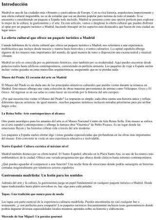 La oferta cultural que ofrece un paquete turístico a Madrid